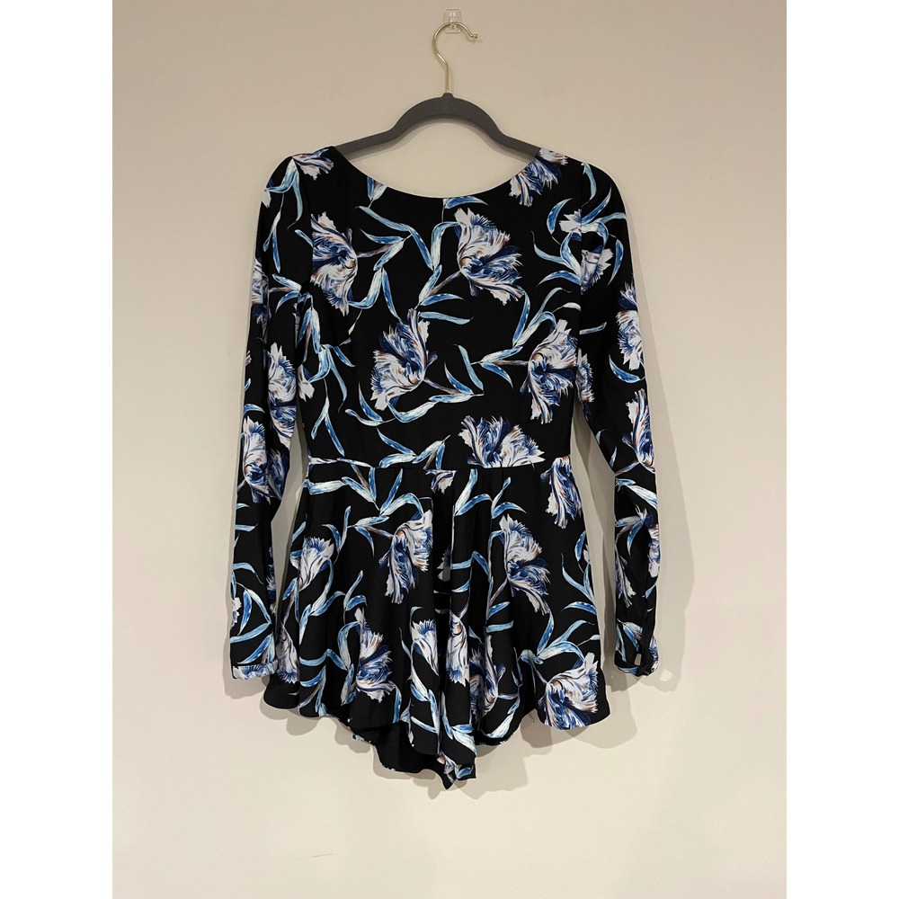 STYLESTALKER Mulholland Romper Viper Floral Black Blue Long Sleeve‎ Size S NWT